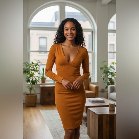 Elegant Long Sleeve Bodycon Dress - Picture 10 of 11